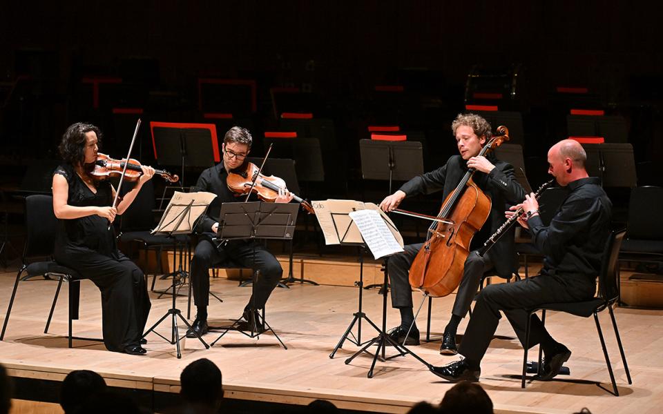 Members of the Philharmonia in a chamber performance at Royal Festival Hall.